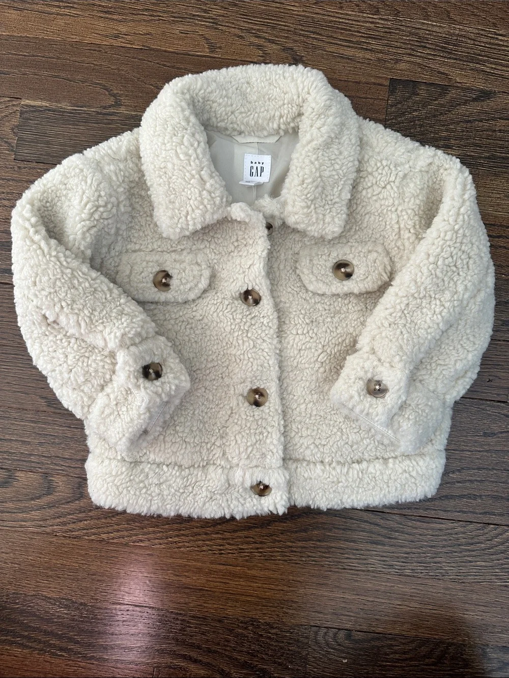 GAP Cream Sherpa Button-Up Jacket for Kids